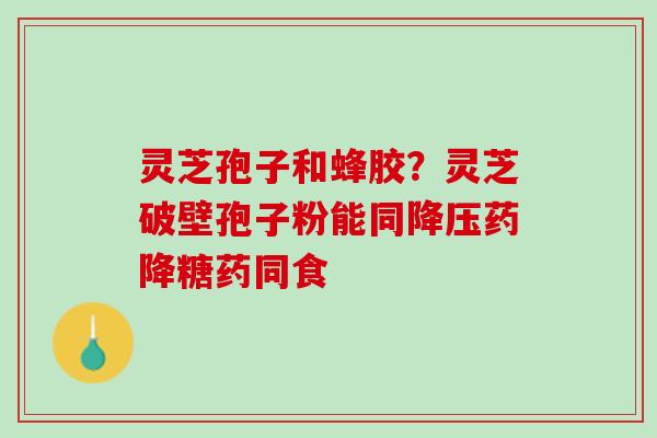 灵芝孢子和蜂胶？灵芝破壁孢子粉能同药降糖药同食