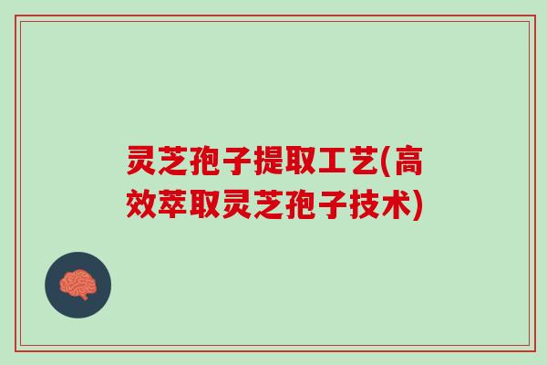 灵芝孢子提取工艺(高效萃取灵芝孢子技术)