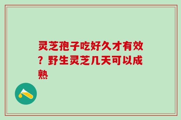 灵芝孢子吃好久才有效？野生灵芝几天可以成熟