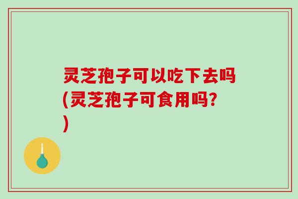 灵芝孢子可以吃下去吗(灵芝孢子可食用吗？)