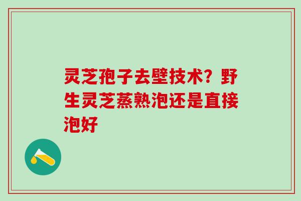 灵芝孢子去壁技术?野生灵芝蒸熟泡还是直接泡好 灵芝孢子去壁技术?野生灵芝蒸熟泡还是直接泡好