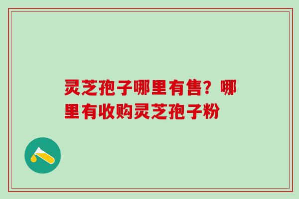 灵芝孢子哪里有售？哪里有收购灵芝孢子粉