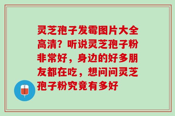 灵芝孢子发霉图片大全高清？听说灵芝孢子粉非常好，身边的好多朋友都在吃，想问问灵芝孢子粉究竟有多好