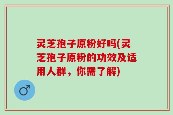 灵芝孢子原粉好吗(灵芝孢子原粉的功效及适用人群，你需了解)