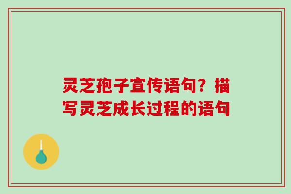 灵芝孢子宣传语句？描写灵芝成长过程的语句