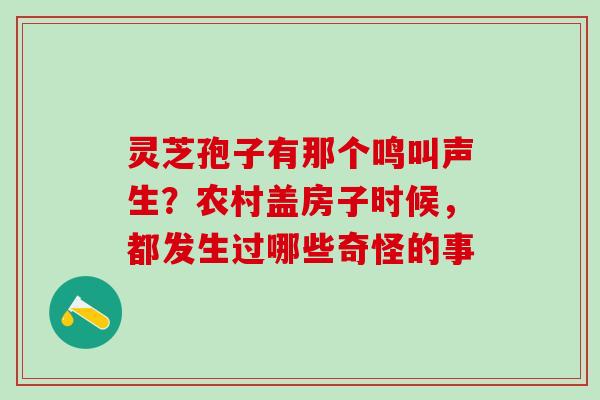 灵芝孢子有那个鸣叫声生？农村盖房子时候，都发生过哪些奇怪的事