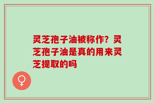 灵芝孢子油被称作？灵芝孢子油是真的用来灵芝提取的吗