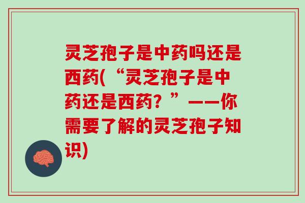 灵芝孢子是中药吗还是西药(“灵芝孢子是中药还是西药？”——你需要了解的灵芝孢子知识)