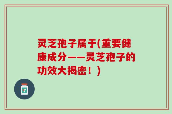 灵芝孢子属于(重要健康成分——灵芝孢子的功效大揭密!) 灵芝孢子属于(重要健康成分——灵芝孢子的功效大揭密!)