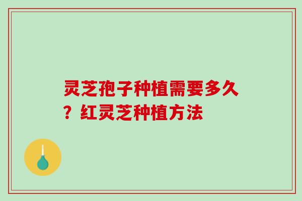 灵芝孢子种植需要多久？红灵芝种植方法