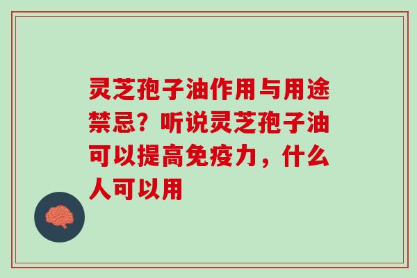灵芝孢子油作用与用途禁忌？听说灵芝孢子油可以提高免疫力，什么人可以用