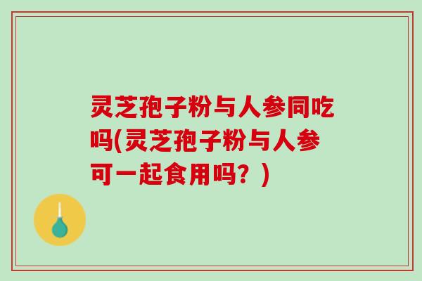 灵芝孢子粉与人参同吃吗(灵芝孢子粉与人参可一起食用吗？)