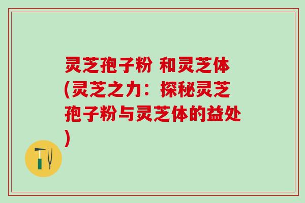 灵芝孢子粉 和灵芝体(灵芝之力：探秘灵芝孢子粉与灵芝体的益处)