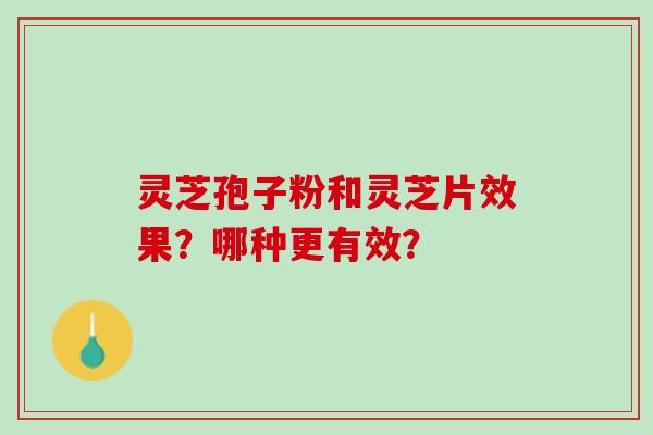 灵芝孢子粉和灵芝片效果？哪种更有效？