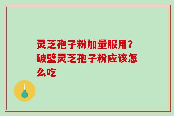 灵芝孢子粉加量服用？破壁灵芝孢子粉应该怎么吃