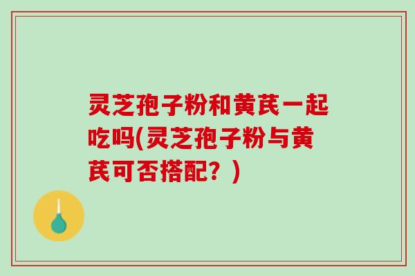 灵芝孢子粉和黄芪一起吃吗(灵芝孢子粉与黄芪可否搭配？)