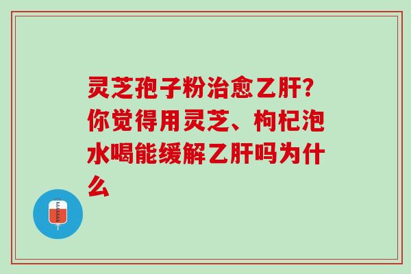 灵芝孢子粉治愈乙肝？你觉得用灵芝、枸杞泡水喝能缓解乙肝吗为什么