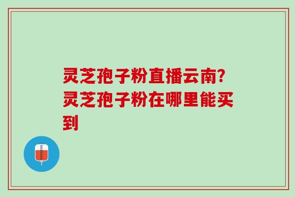 灵芝孢子粉直播云南？灵芝孢子粉在哪里能买到