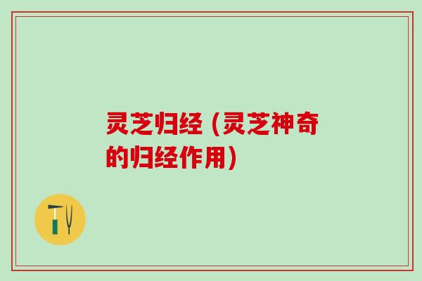 灵芝归经 (灵芝神奇的归经作用)