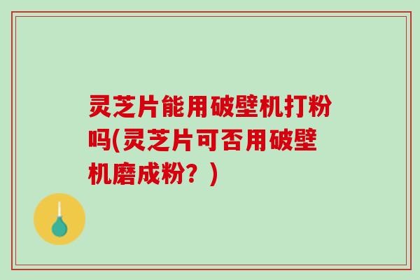 灵芝片能用破壁机打粉吗(灵芝片可否用破壁机磨成粉？)