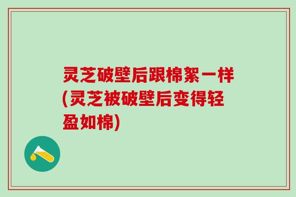灵芝破壁后跟棉絮一样(灵芝被破壁后变得轻盈如棉)