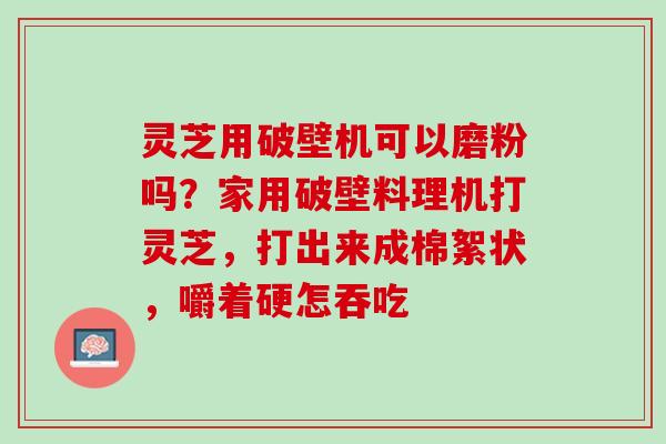 灵芝用破壁机可以磨粉吗？家用破壁料理机打灵芝，打出来成棉絮状，嚼着硬怎吞吃