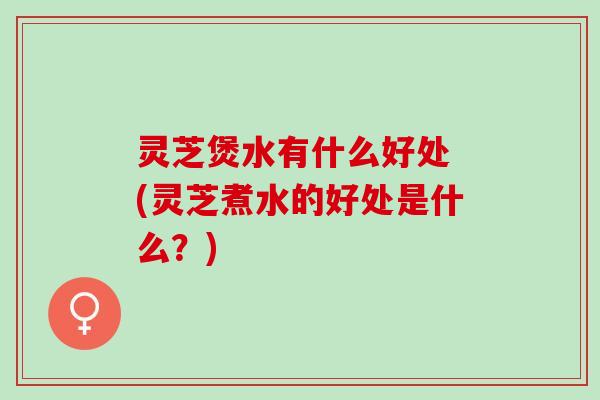 灵芝煲水有什么好处 (灵芝煮水的好处是什么？)