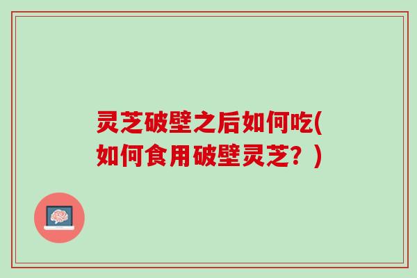 灵芝破壁之后如何吃(如何食用破壁灵芝？)