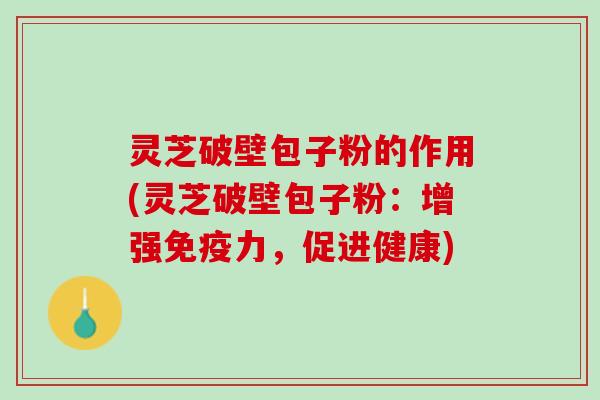 灵芝破壁包子粉的作用(灵芝破壁包子粉：增强免疫力，促进健康)