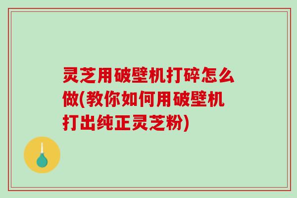 灵芝用破壁机打碎怎么做(教你如何用破壁机打出纯正灵芝粉)