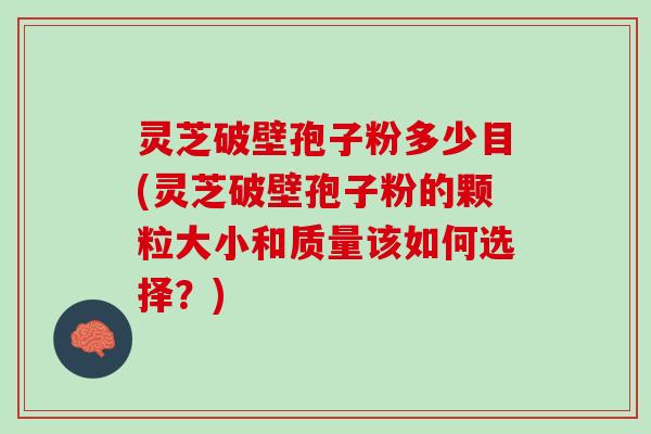 灵芝破壁孢子粉多少目(灵芝破壁孢子粉的颗粒大小和质量该如何选择？)