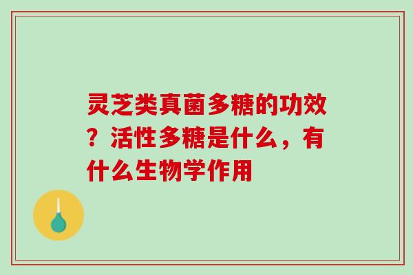 灵芝类真菌多糖的功效？活性多糖是什么，有什么生物学作用