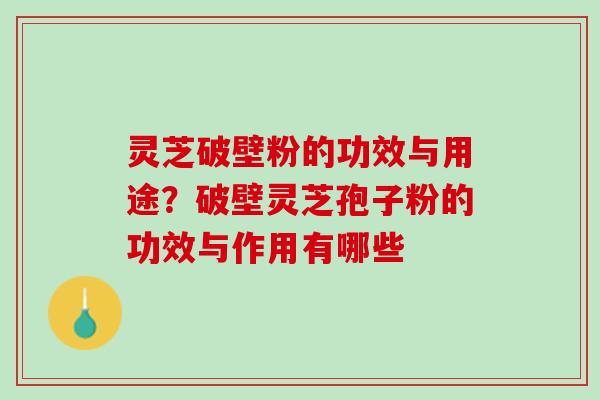 灵芝破壁粉的功效与用途？破壁灵芝孢子粉的功效与作用有哪些