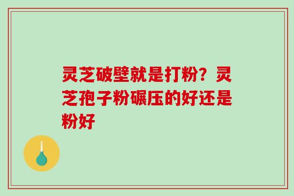 灵芝破壁就是打粉？灵芝孢子粉碾压的好还是粉好