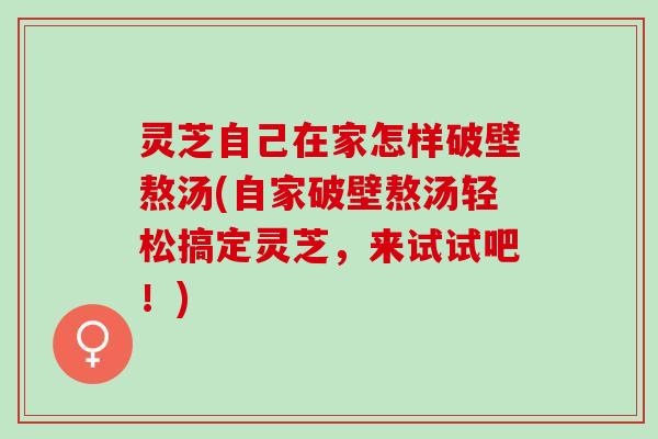灵芝自己在家怎样破壁熬汤(自家破壁熬汤轻松搞定灵芝，来试试吧！)