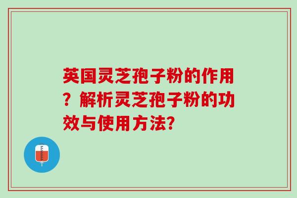 英国灵芝孢子粉的作用？解析灵芝孢子粉的功效与使用方法？
