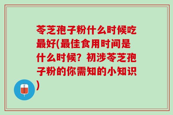 苓芝孢子粉什么时候吃最好(最佳食用时间是什么时候？初涉苓芝孢子粉的你需知的小知识)