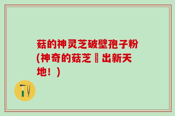 菇的神灵芝破壁孢子粉(神奇的菇芝犇出新天地！)