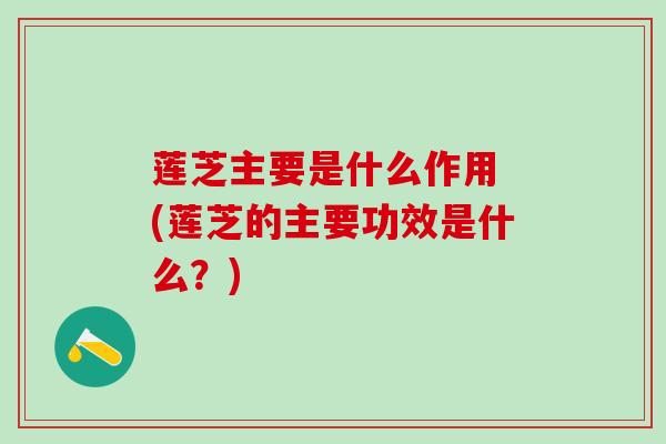 莲芝主要是什么作用 (莲芝的主要功效是什么？)