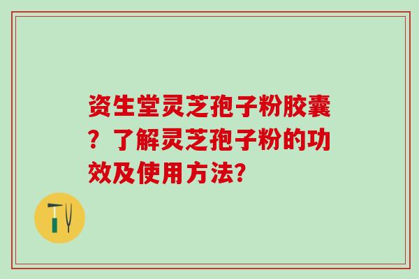 资生堂灵芝孢子粉胶囊？了解灵芝孢子粉的功效及使用方法？