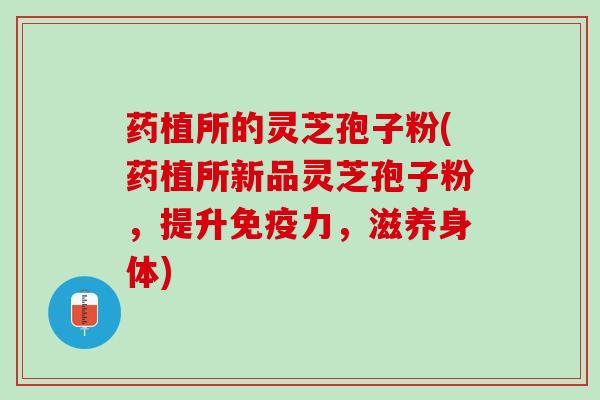 药植所的灵芝孢子粉(药植所新品灵芝孢子粉，提升免疫力，滋养身体)