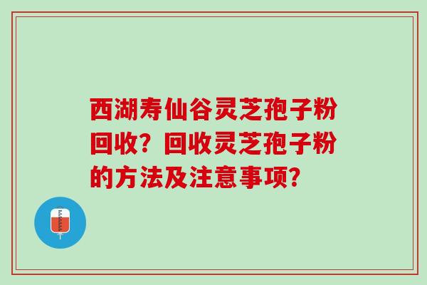 西湖寿仙谷灵芝孢子粉回收?回收灵芝孢子粉的方法及注意事项? 西湖寿仙谷灵芝孢子粉回收?回收灵芝孢子粉的方法及注意事项?