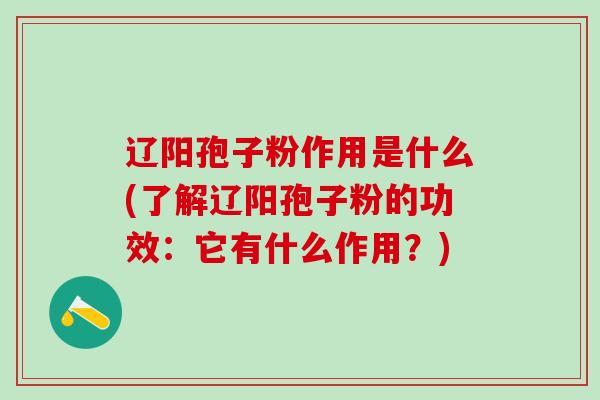 辽阳孢子粉作用是什么(了解辽阳孢子粉的功效：它有什么作用？)