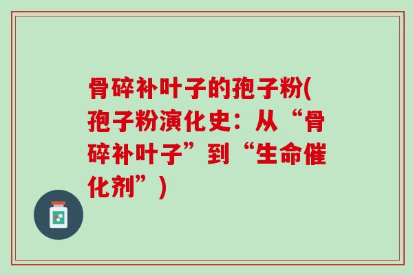 骨碎补叶子的孢子粉(孢子粉演化史：从“骨碎补叶子”到“生命催化剂”)