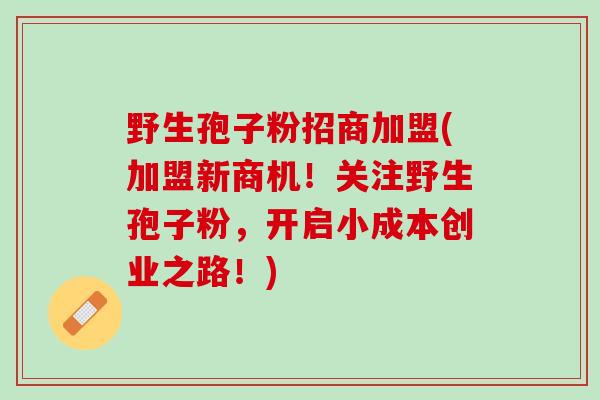 野生孢子粉招商加盟(加盟新商机!关注野生孢子粉,开启小成本创业之路!) 野生孢子粉招商加盟(加盟新商机!关注野生孢子粉,开启小成本创业之路!)