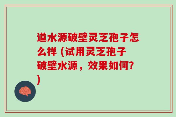 道水源破壁灵芝孢子怎么样 (试用灵芝孢子破壁水源，效果如何？)
