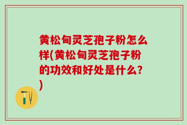 黄松甸灵芝孢子粉怎么样(黄松甸灵芝孢子粉的功效和好处是什么？)