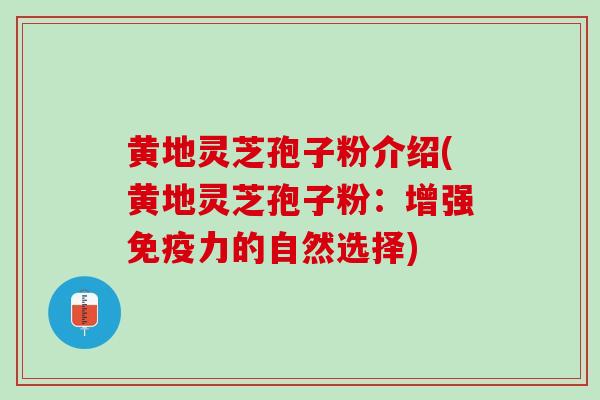 黄地灵芝孢子粉介绍(黄地灵芝孢子粉：增强免疫力的自然选择)