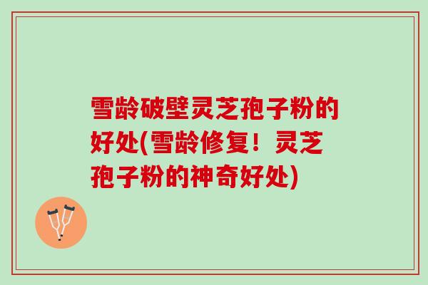 雪龄破壁灵芝孢子粉的好处(雪龄修复！灵芝孢子粉的神奇好处)