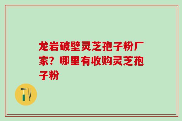 龙岩破壁灵芝孢子粉厂家？哪里有收购灵芝孢子粉